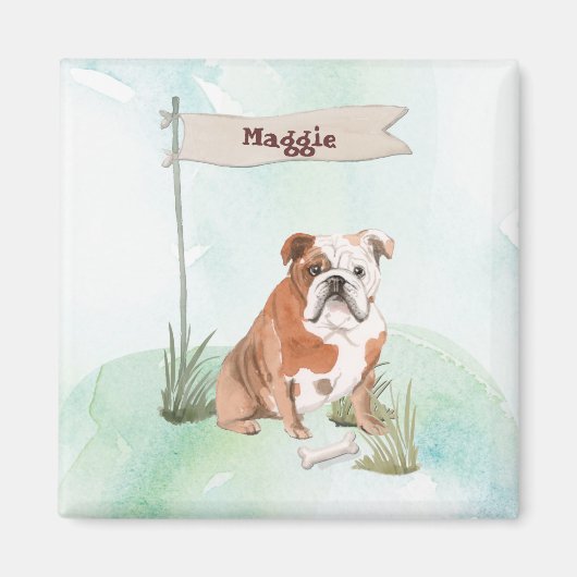 Aangepaste naam Engelse Bulldog Pet Dog Magneet (Voorkant)
