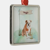Aangepaste naam Engelse Bulldog Pet Dog Metalen Ornament (Rechts)