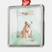 Aangepaste naam Engelse Bulldog Pet Dog Metalen Ornament (Links)