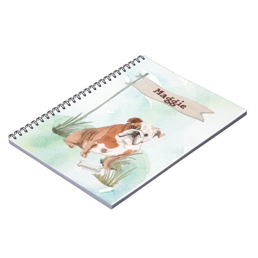 Aangepaste naam Engelse Bulldog Pet Dog Notitieboek (Linkerzijde)