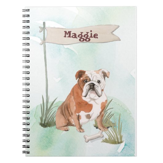 Aangepaste naam Engelse Bulldog Pet Dog Notitieboek (Voorkant)