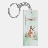 Aangepaste naam Engelse Bulldog Pet Dog Sleutelhanger (Voorkant Links)