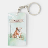Aangepaste naam Engelse Bulldog Pet Dog Sleutelhanger (achterkant)