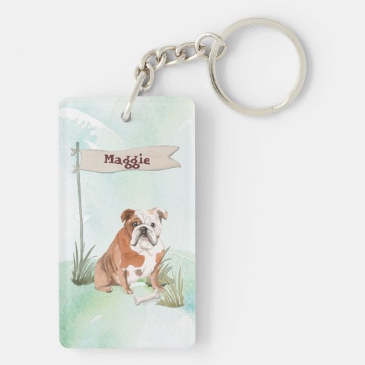 Aangepaste naam Engelse Bulldog Pet Dog Sleutelhanger (achterkant)