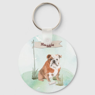 Aangepaste naam Engelse Bulldog Pet Dog Sleutelhanger