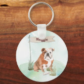 Aangepaste naam Engelse Bulldog Pet Dog Sleutelhanger (Voorkant)