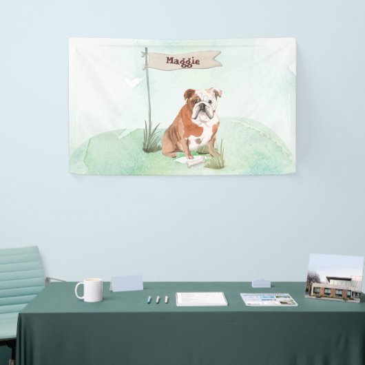 Aangepaste naam Engelse Bulldog Pet Dog Spandoek (Beurs)