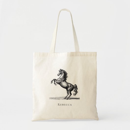 Aangepaste naam equestrisch vintage paard tote bag (Voorkant)