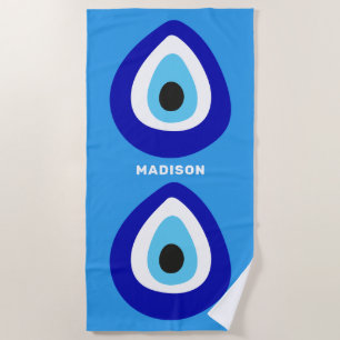 Aangepaste naam Evil Eye Nazar Amulet Strandlaken