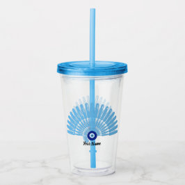 Aangepaste naam Evil Eye Zomer Vakantie Blauw Acryl Drinkbeker