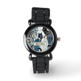 Aangepaste naam eWatch Watch, Retro Cat Watch Horloge