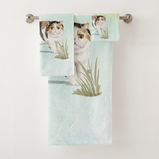 Aangepaste naam Exotic Short Hair Cat Pet Bad Handdoek (Insitu)