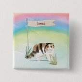 Aangepaste naam Exotic Short Hair Cat Pet Vierkante Button 5,1 Cm (Voorkant)