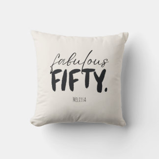 Aangepaste naam Fabulous Fifty Beige Zwart Kussen