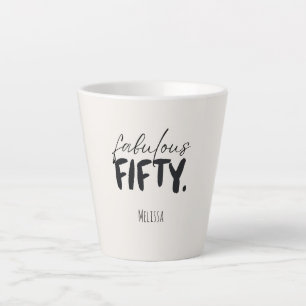 Aangepaste naam Fabulous Fifty Beige Zwarte Typogr Latte Mok
