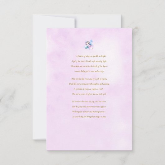 Aangepaste naam Fairy Pink Pram Baby shower (Achterkant)