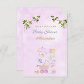 Aangepaste naam Fairy Pink Pram Baby shower (Voorkant / Achterkant)