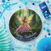 Aangepaste naam Fairy Woodland Forest Happy Birthd Papieren Bordje (Feest)