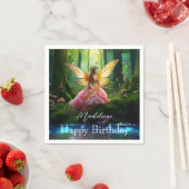 Aangepaste naam Fairy Woodland Forest Happy Birthd Servet (Insitu)