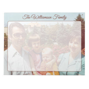 Aangepaste naam familie foto retro script takenlij notitieblok