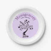 Aangepaste naam Familie reünie Tree Paars Black Papieren Bordje (Voorkant)