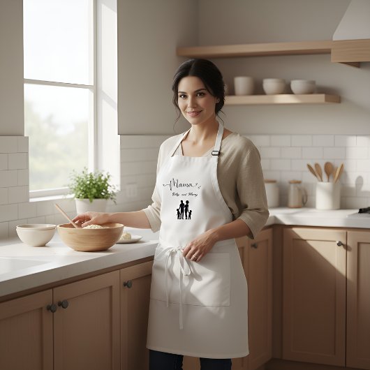 Aangepaste Naam Familie Silhouette Gift voor Mam Standaard Schort