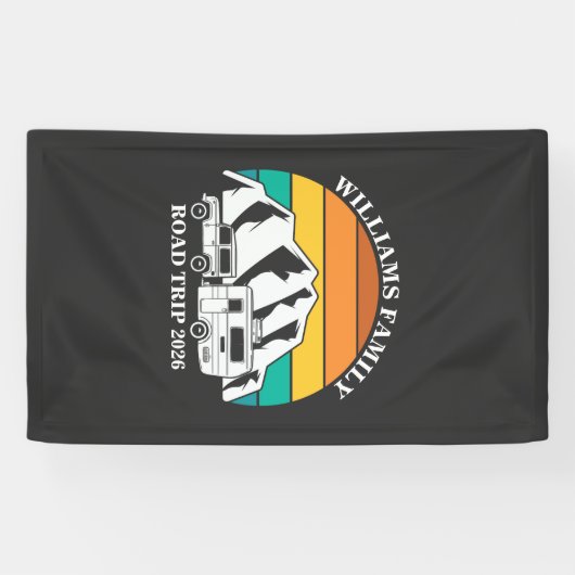 aangepaste naam familie vakantie berg Road Trip Spandoek (Horizontaal)