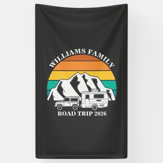 aangepaste naam familie vakantie berg Road Trip Spandoek (Verticaal)