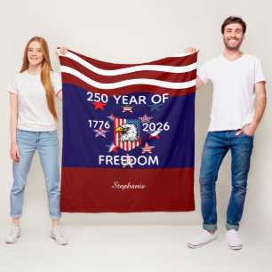 Aangepaste naam, familie & vrijheid Amerika 250 ja Fleece Deken
