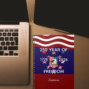 Aangepaste naam, familie & vrijheid Amerika 250 ja Notitieboek