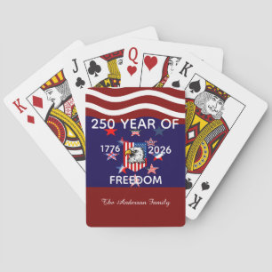 Aangepaste naam, familie & vrijheid Amerika 250 ja Pokerkaarten