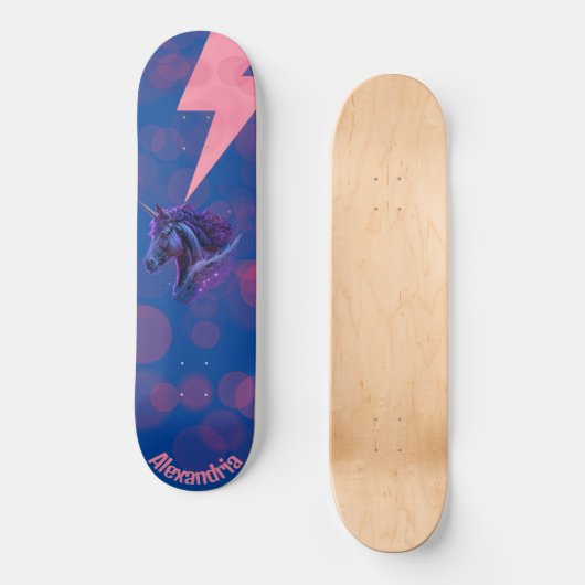 Aangepaste naam Fantasy Eenhoorn Roze Verlichting Persoonlijk Skateboard (Voorkant)