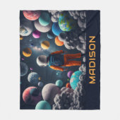Aangepaste naam Fantasy Space Kind Fleece Deken (Voorkant)