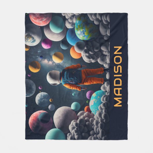 Aangepaste naam Fantasy Space Kind Fleece Deken (Voorkant)