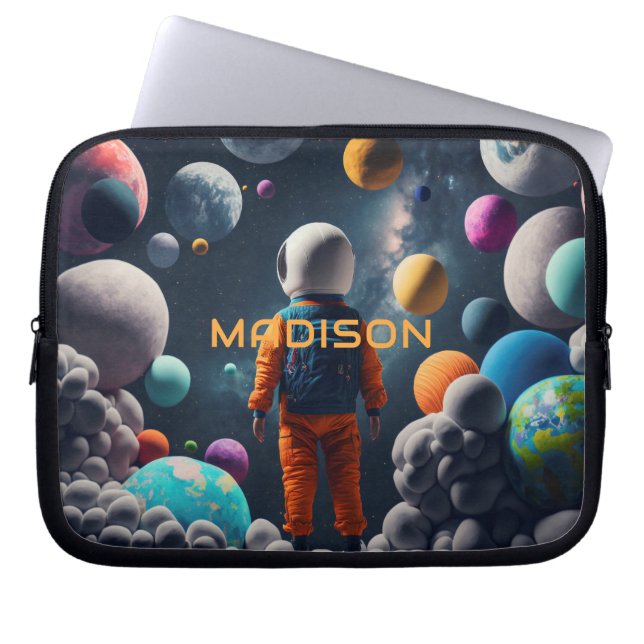 Aangepaste naam Fantasy Space Kind Laptop Sleeve (Voorkant)