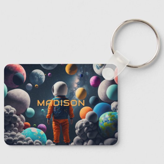 Aangepaste naam Fantasy Space Kind Sleutelhanger (Voorkant)