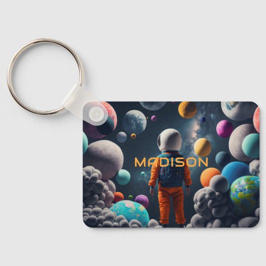 Aangepaste naam Fantasy Space Kind Sleutelhanger (Achterkant)