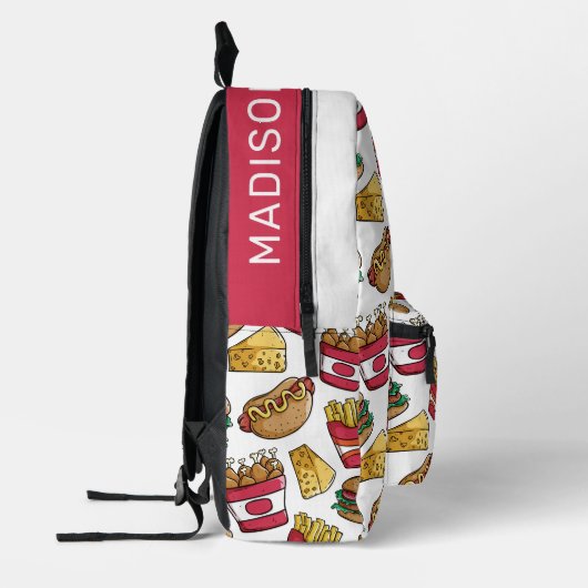 Aangepaste naam Fast Food Patroon Bedrukte Rugzak (Links)