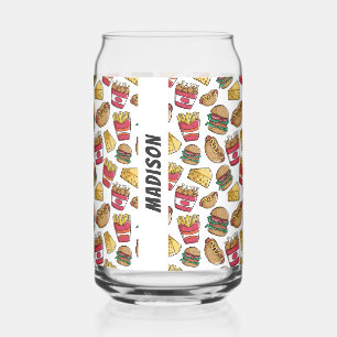 Aangepaste naam Fast Food Patroon Blikvorm Glas
