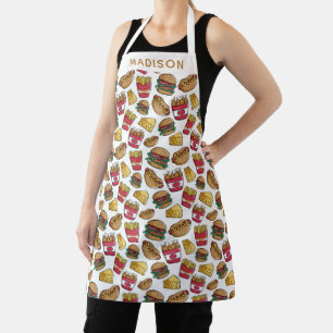 Aangepaste naam Fast Food Pattern schorten