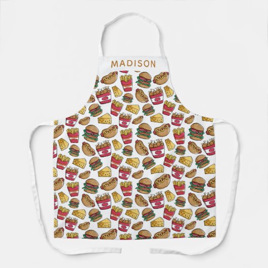 Aangepaste naam Fast Food Pattern schorten (Voorkant)