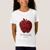 Aangepaste naam Faux Gitter Red Apple School Kinde T-shirt (Voorkant)