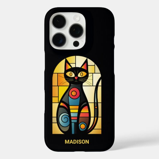 Aangepaste naam Faux Glas in lood Cat Case-Mate iPhone Case (Achterkant)