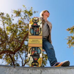 Aangepaste naam Faux Glas in lood Cat Persoonlijk Skateboard
