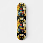 Aangepaste naam Faux Glas in lood Cat Persoonlijk Skateboard (Voorkant)