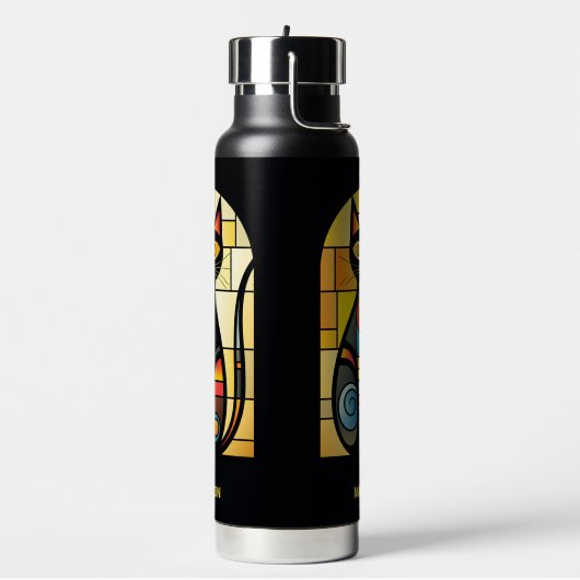 Aangepaste naam Faux Glas in lood Cat Waterfles (Links)