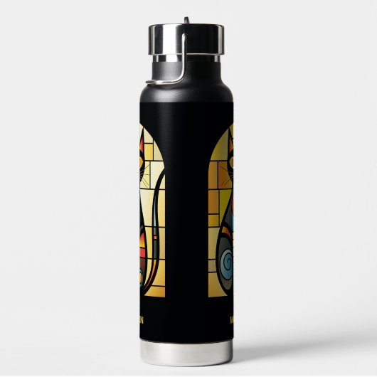 Aangepaste naam Faux Glas in lood Cat Waterfles (Rechts)