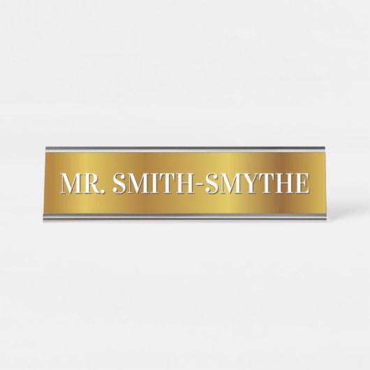 Aangepaste naam + Faux Gold-geïnspireerd patroon Bureau Naambordje (Voorkant)