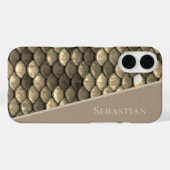 Aangepaste naam Faux Metallic Scales Steampunk Case-Mate iPhone Case (Achterkant (horizontaal))