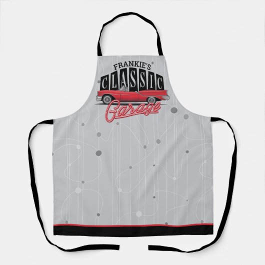 Aangepaste NAAM Faux Neon 1950's Klassieke Auto Ga Schort (Voorkant)